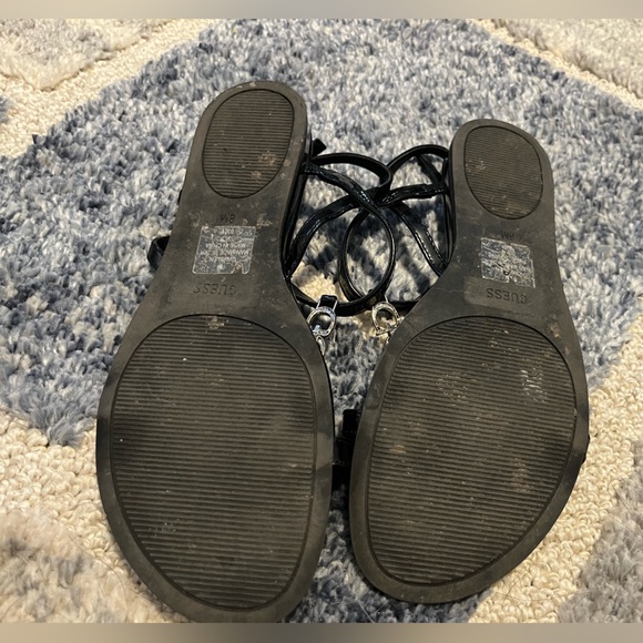 Black guess sandals size 8, only worn several times for sale. - Picture 3 of 4